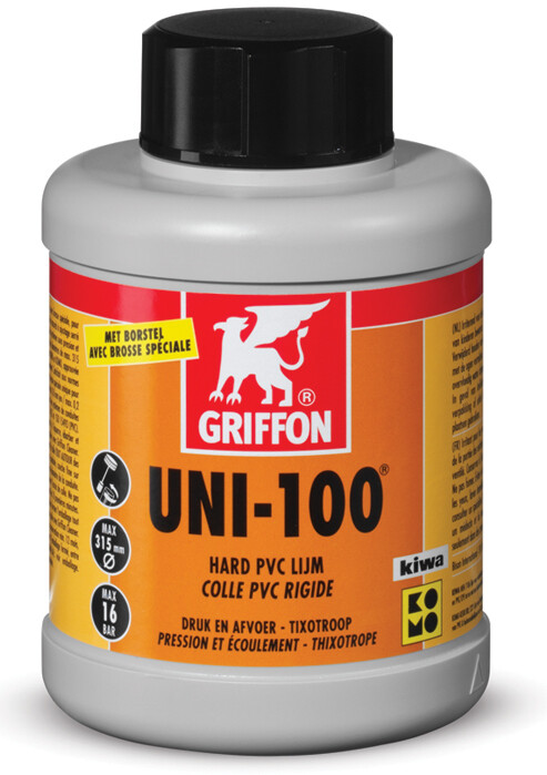 Hard Lijm PVC Uni-100 XL 1000ml (geurarm) Fles, Shaker