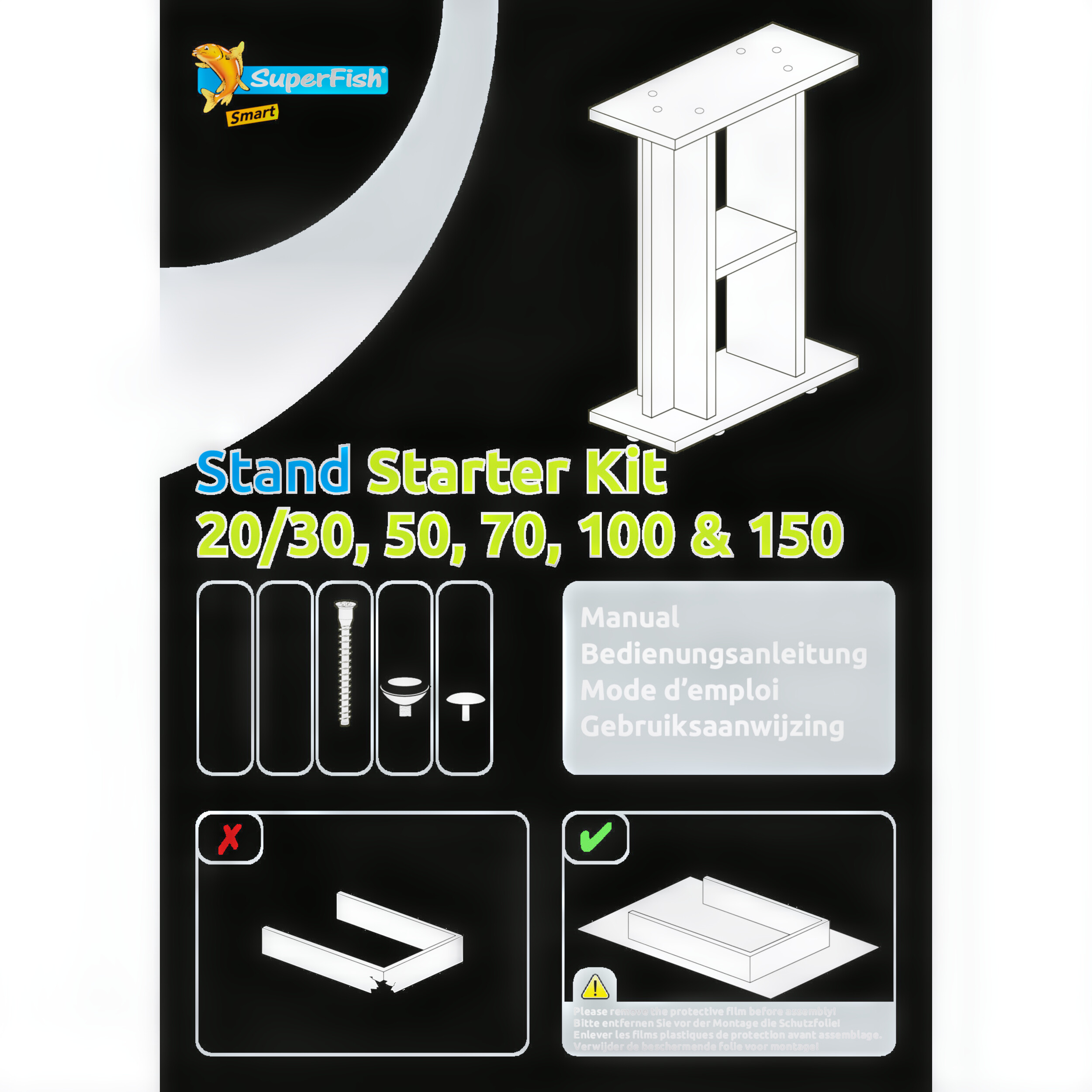 Superfish Meubel Start 70 Wit - Stijlvolle Aquariumstandaard voor 70L Tanks, Easy Mount