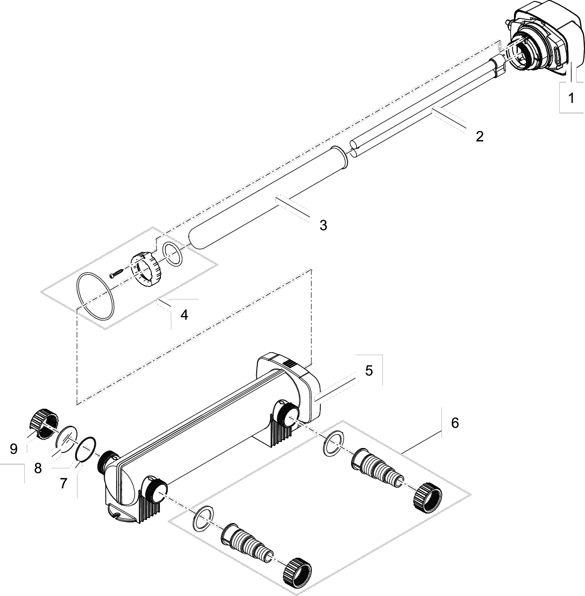 Quarzglas D44 x 518 mit Bördelrand - Oase-Ersatzteile