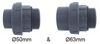 3/3 Koppeling 50 & 63 x 2" Buitendraad en O-ring (set van 2)
