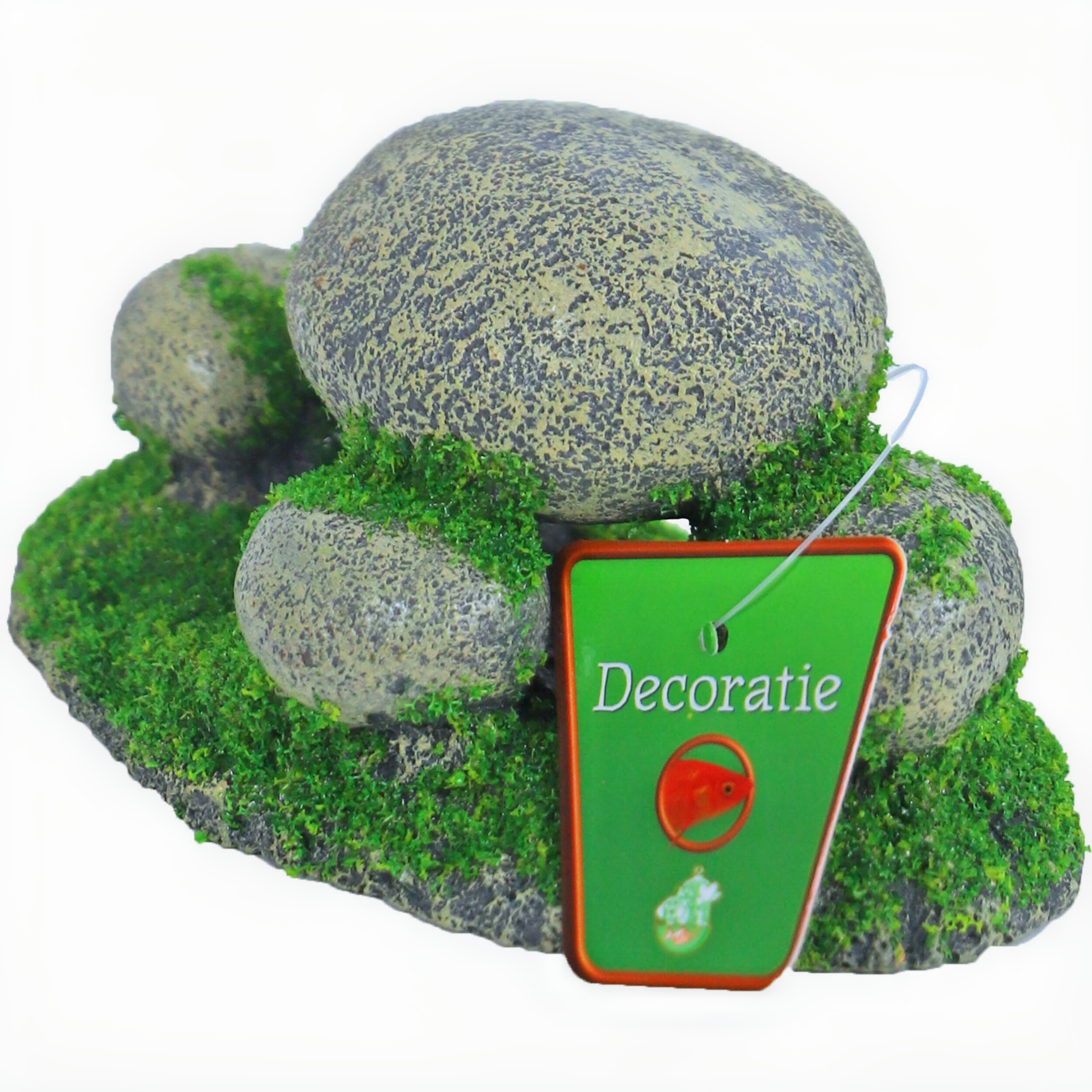 Boon Aquarium Ornament Keien met Mos - Natuurgetrouwe Decoratie, Polyresin 13x8x7 cm