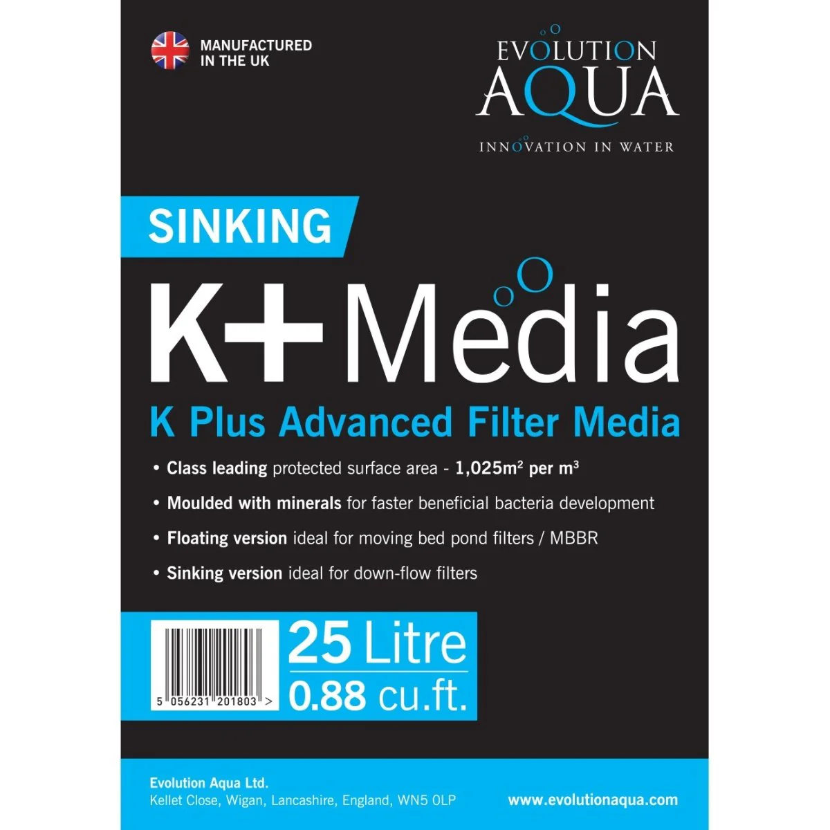 K+ Filter Media Black 25 liters sinking