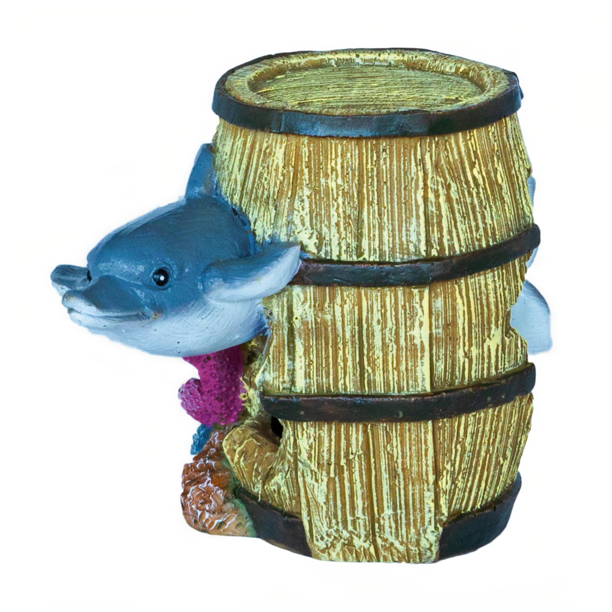 Superfish Deco Barrel Dolfijn - Handgeschilderd, Veilig en Milieuvriendelijk Aquariumornament