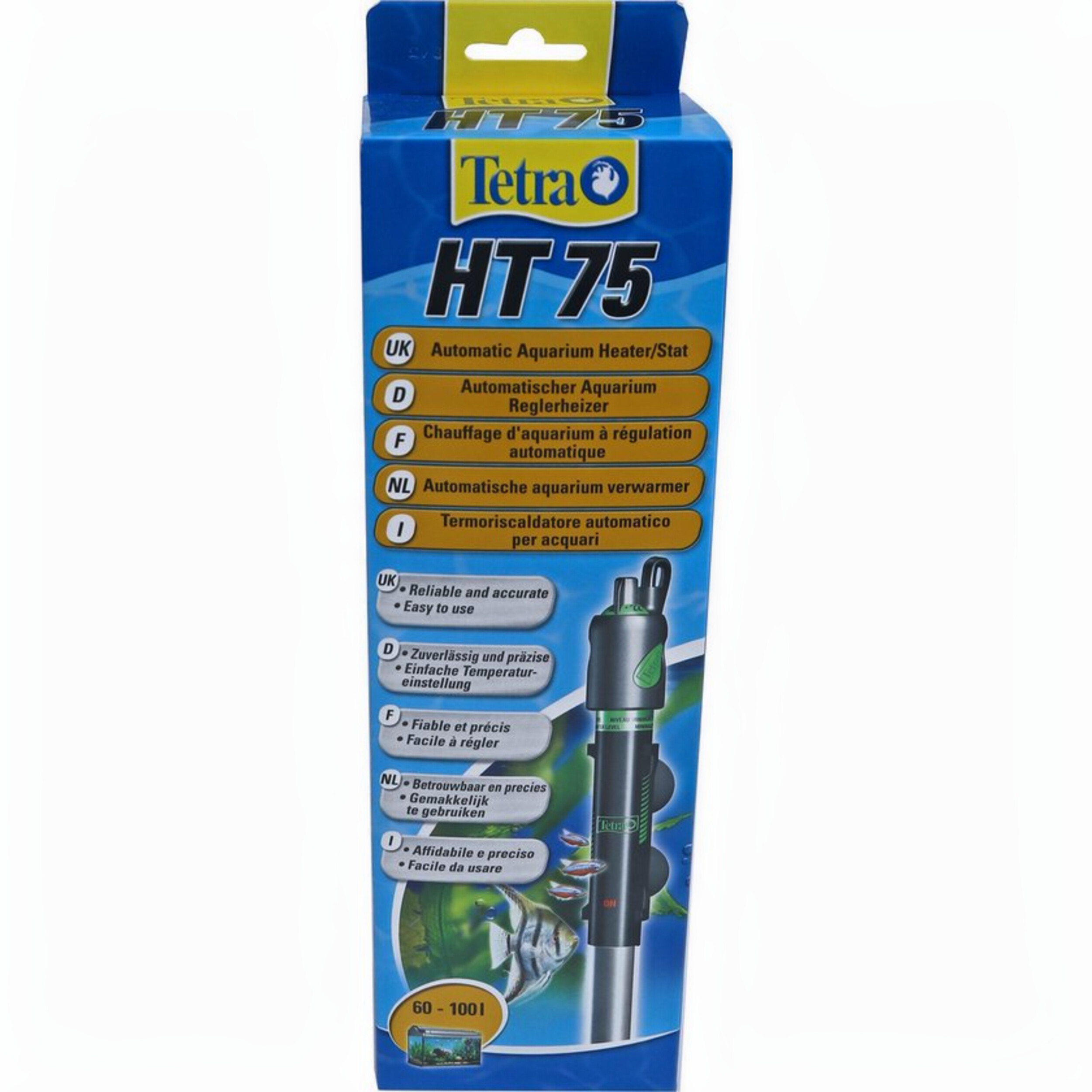 Tetra HT 75 Aquariumverwarmer - 19-31°C Precisie Controle, Onderwaterverwarming, 1.6m Kabel