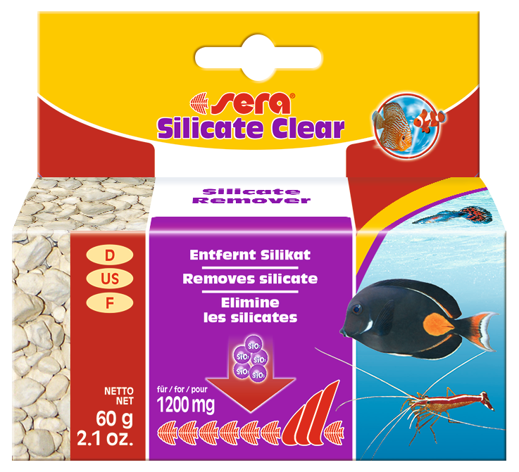 Sera Silicate Clear 60g - Bestrijdt Kiezelalgen in Zoet- en Zeewateraquaria, Incl. Filterzakje afbeelding