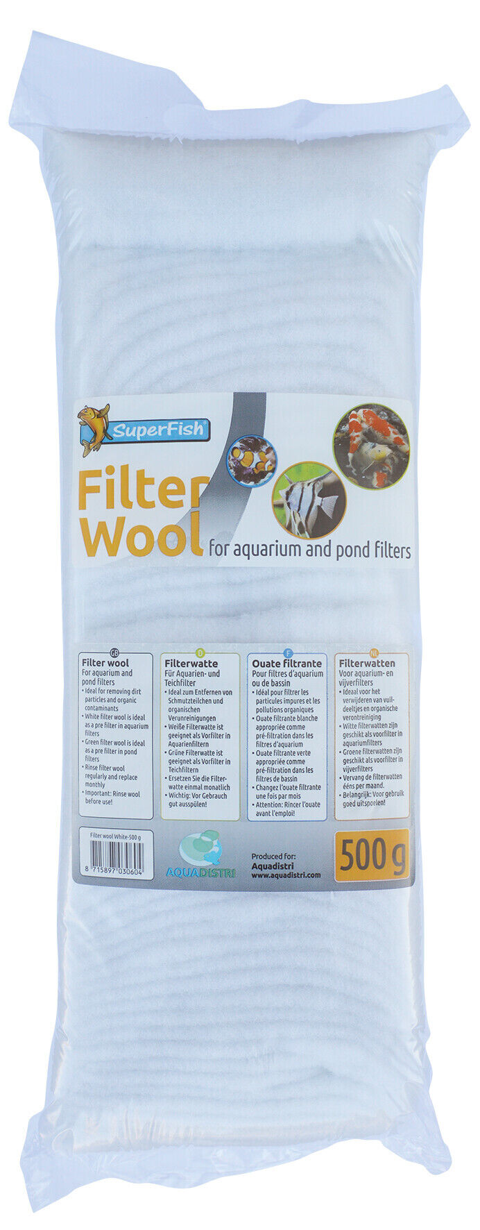 Superfish Witte Filterwatten 500g - Voor helder en gezond aquariumwater, fijnmazig afbeelding