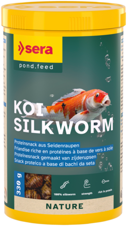 Sera Koi Nature Zijderupsen Voer - 330g, Natuurlijke Eiwitrijke Snack voor Groei en Kleur van Koi afbeelding