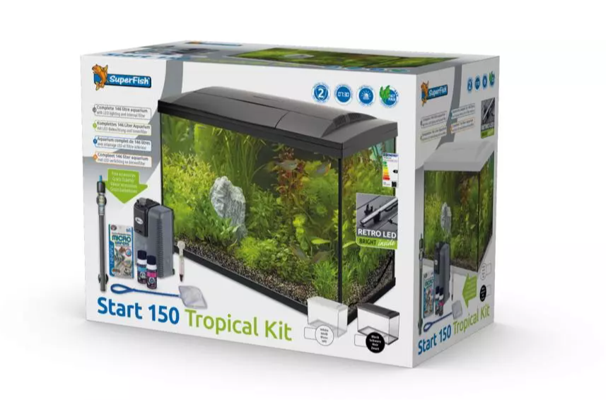 Superfish Start 150 Tropical Kit Zwart - Complete Aquariumset Energiezuinige LED afbeelding