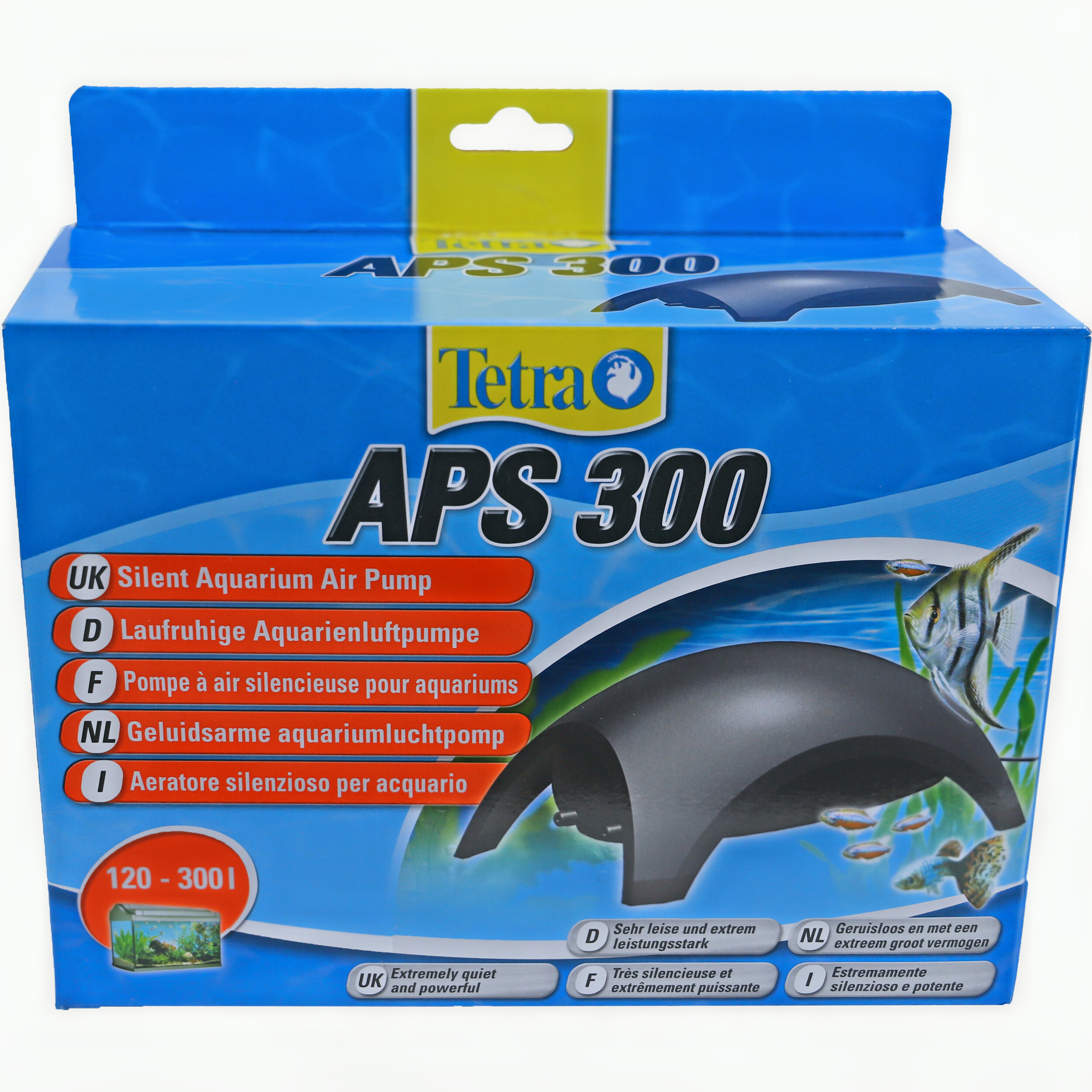 Tetra APS 300 Luchtpomp Grijs - Ultra Stil & Krachtig voor Aquarium 120-300L, Dual-uitgang