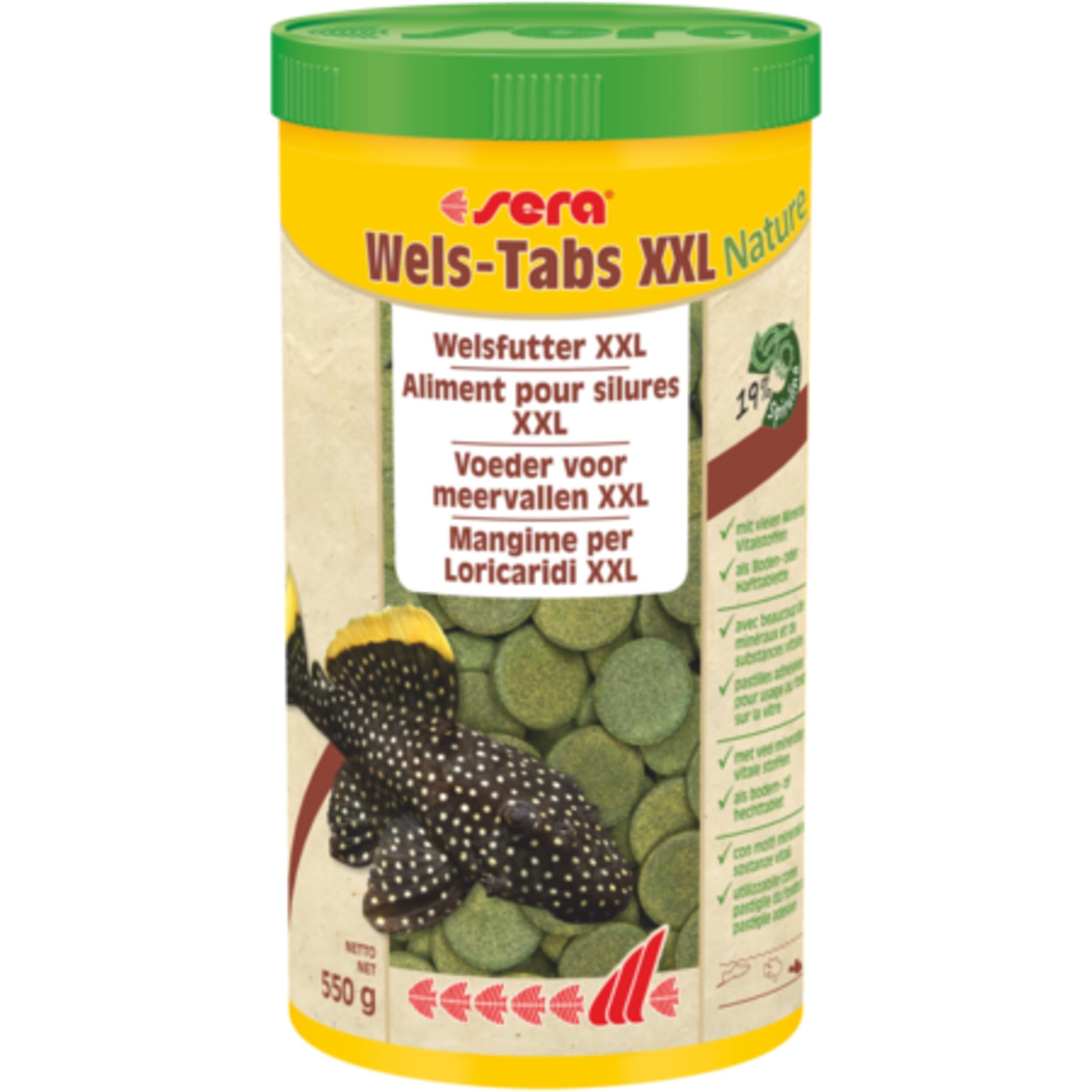 Sera Wels-Tabs XXL Nature 550g - Natuurvoer voor Plecos & Bodemvissen met Spirulina