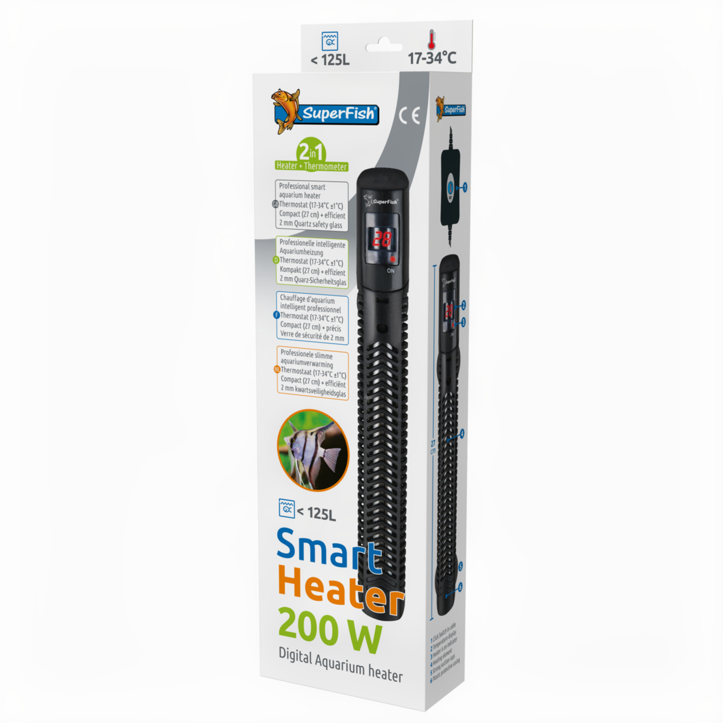 Superfish Smart Heater 200W - Aquariumverwarmer met Precieze Temperatuurcontrole en Veiligheidsfuncties