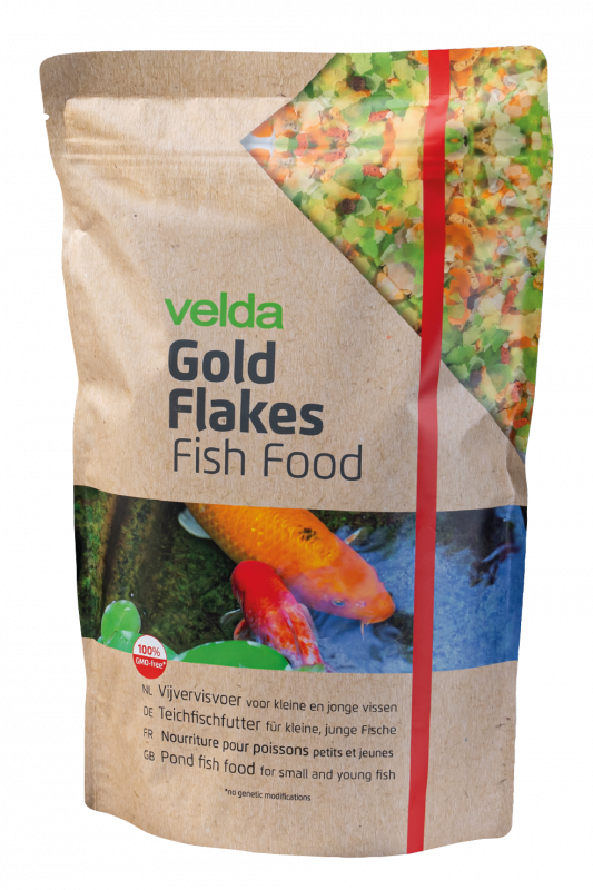 Velda Gold Flakes Fish Food 3000ml - Voedingsrijke Vlokkenmix voor Alle Vijvervissen, GMO-vrij afbeelding