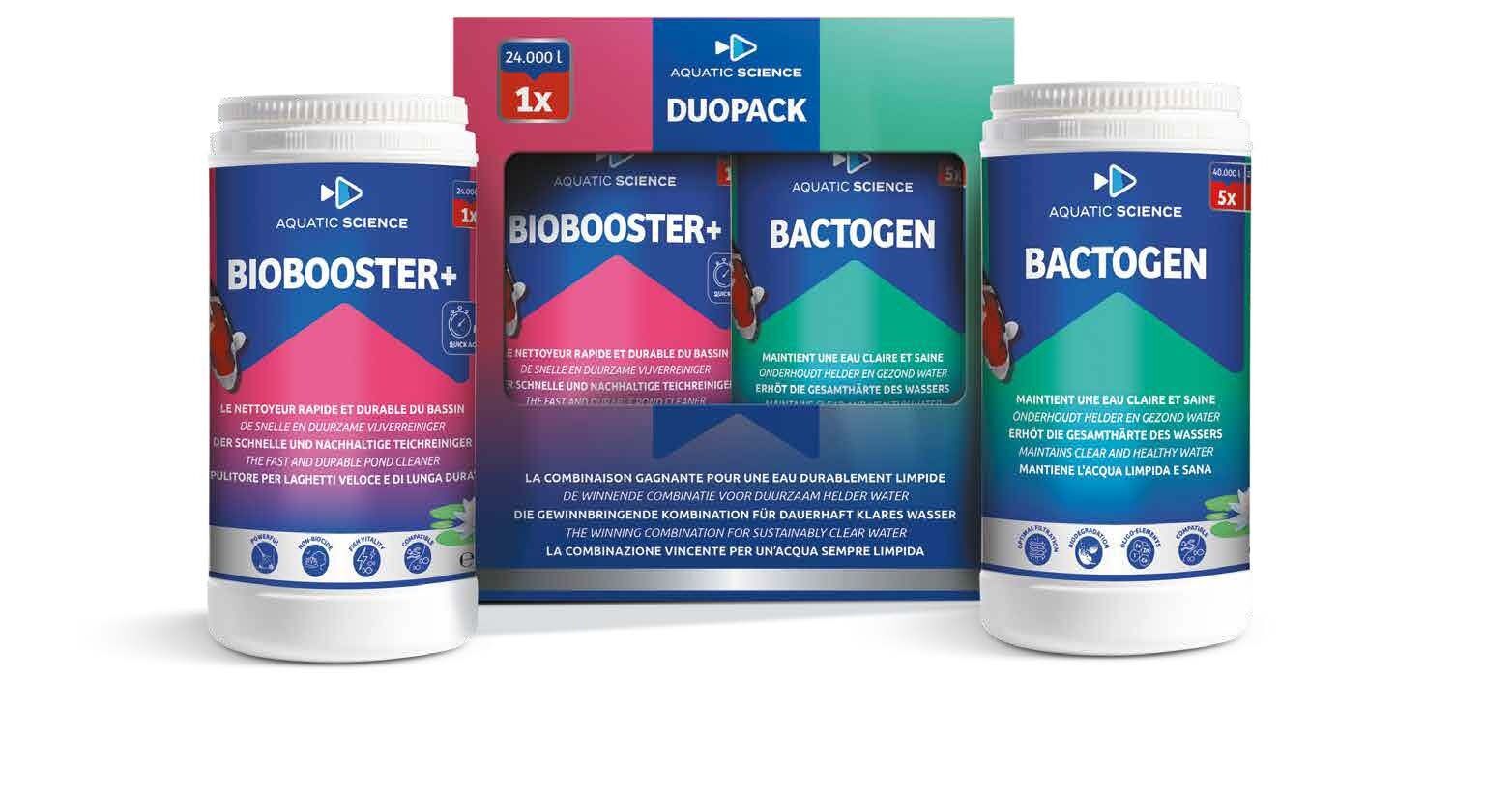 Aquatic Science Duo Pack 3000 m³ - Biobooster+ & Bactogen Voor Heldere Gezonde Vijvers afbeelding