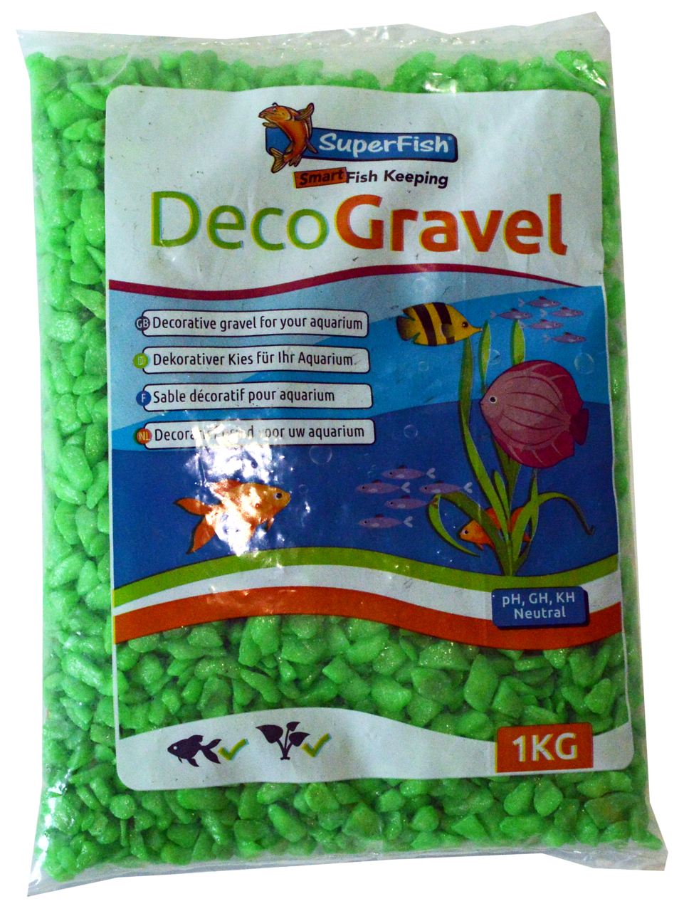 Superfish Deco Grind Neon Groen 1kg - Veilige Kleurrijke Aquariumbodem Decoratie afbeelding