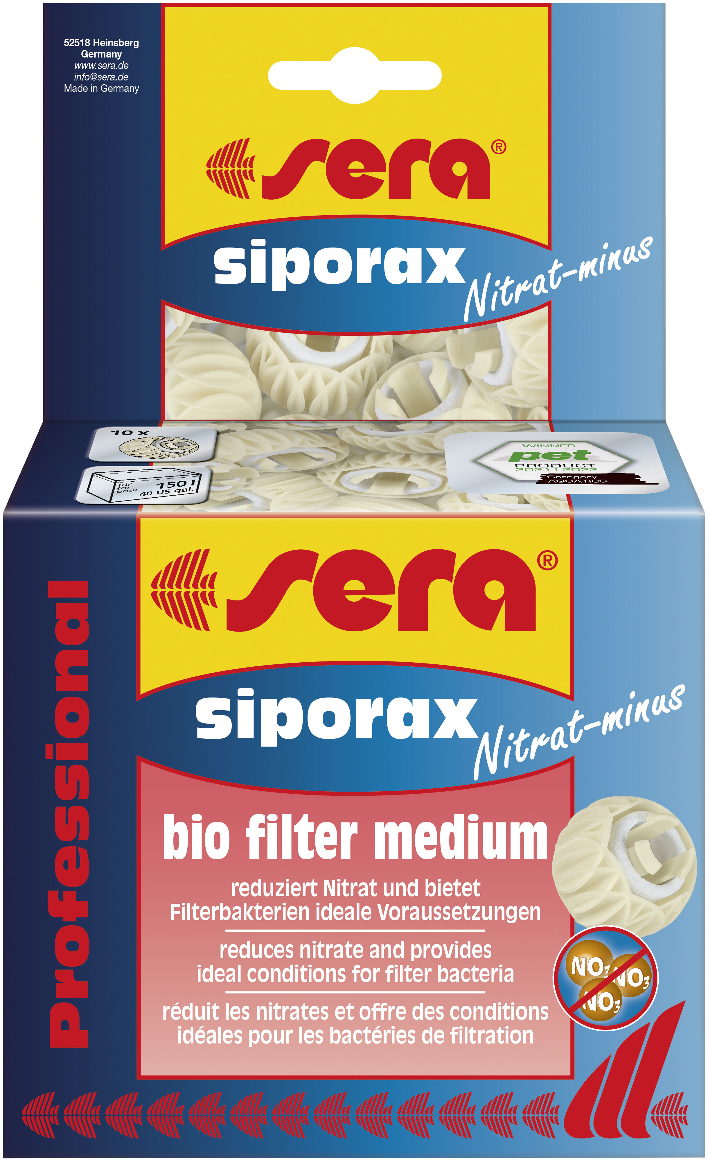 Sera siporax Nitrat-minus Professional 145g - Biofilter voor Helder Aquariumwater afbeelding