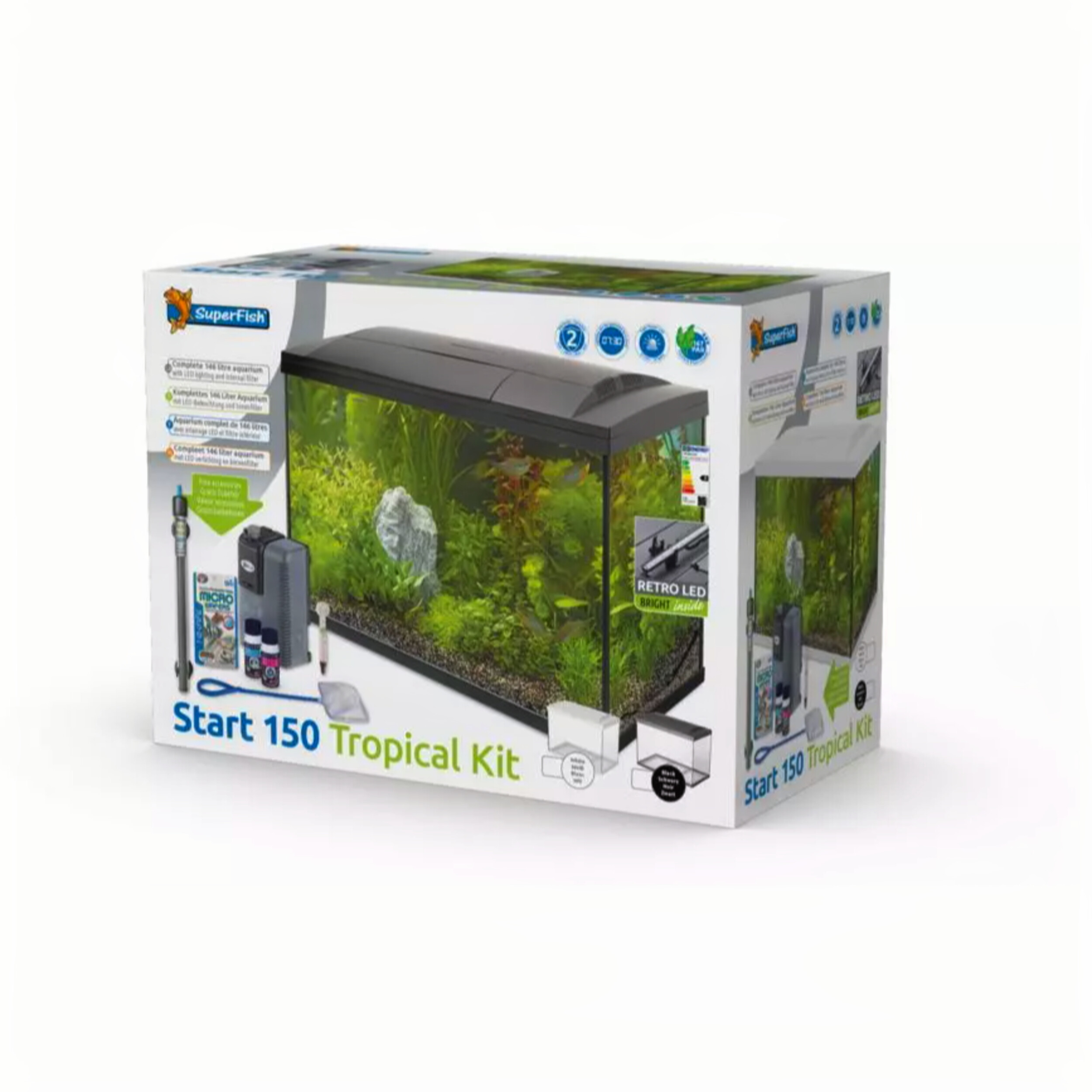 Superfish Start 150 Tropical Kit Zwart - Complete Aquariumset Energiezuinige LED
