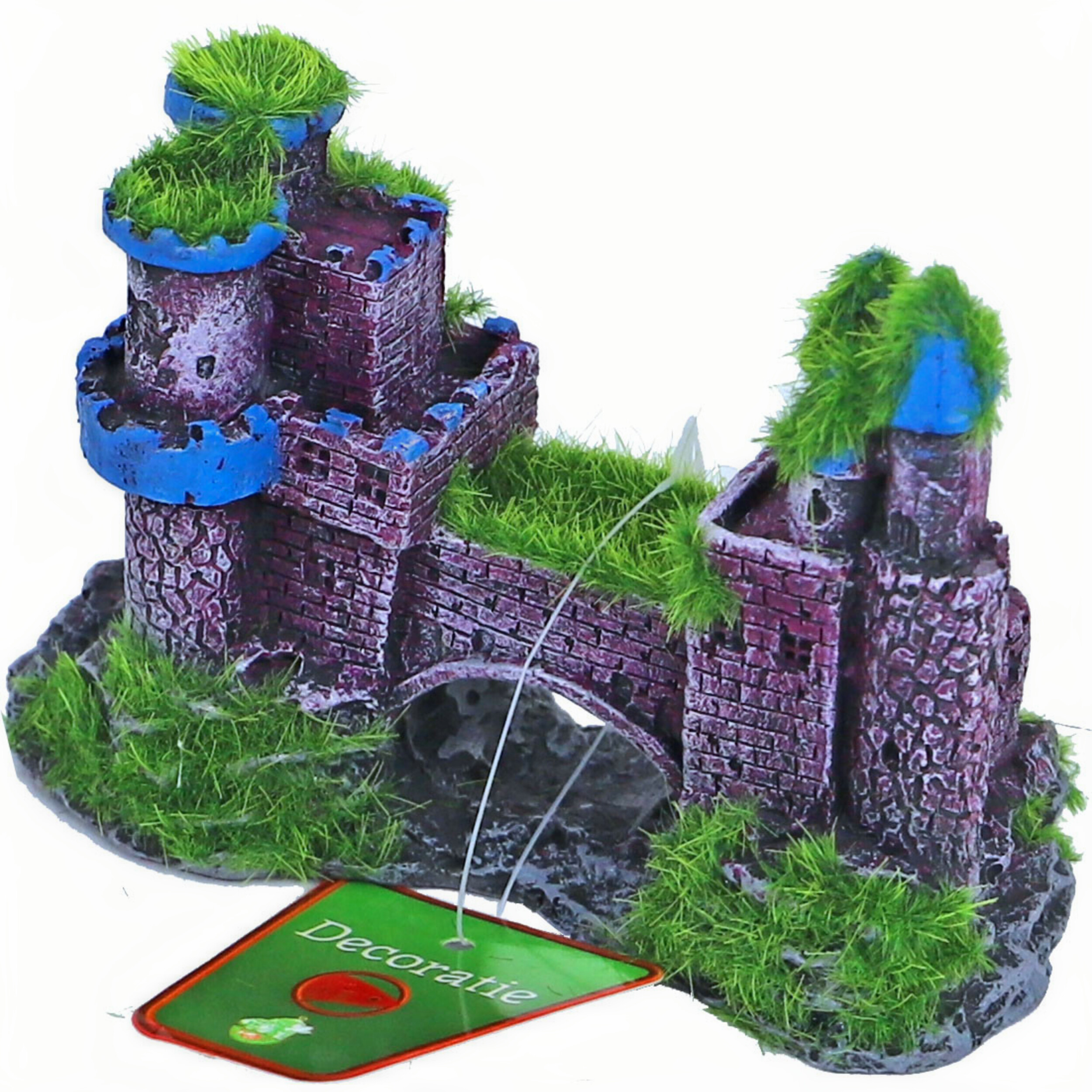 Ornament Kasteel Dubbel+Brug+Mos 11x5cm