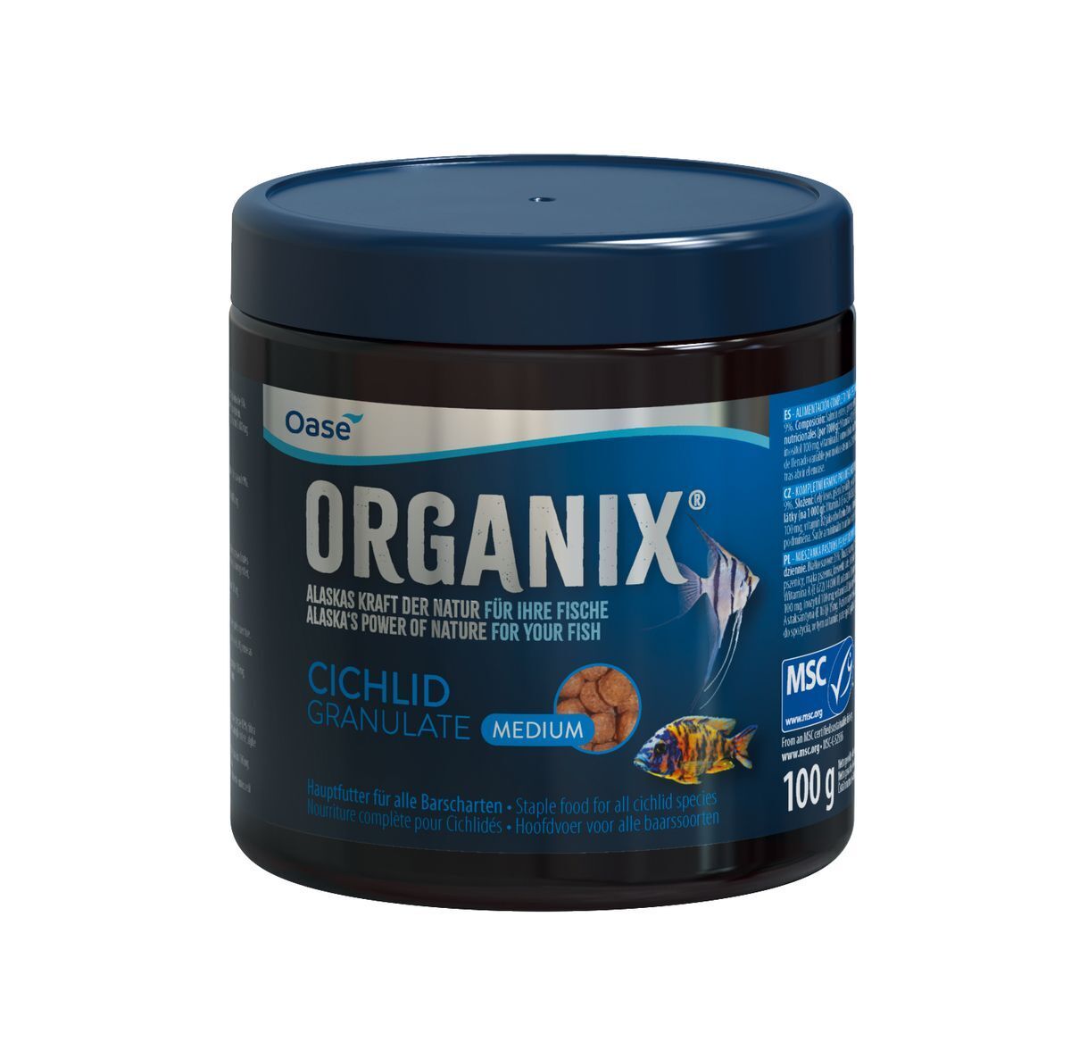 Oase ORGANIX Cichlid Granulaat M 250ml - Duurzaam Visvoer Uit Alaska, Lokstofvrij afbeelding