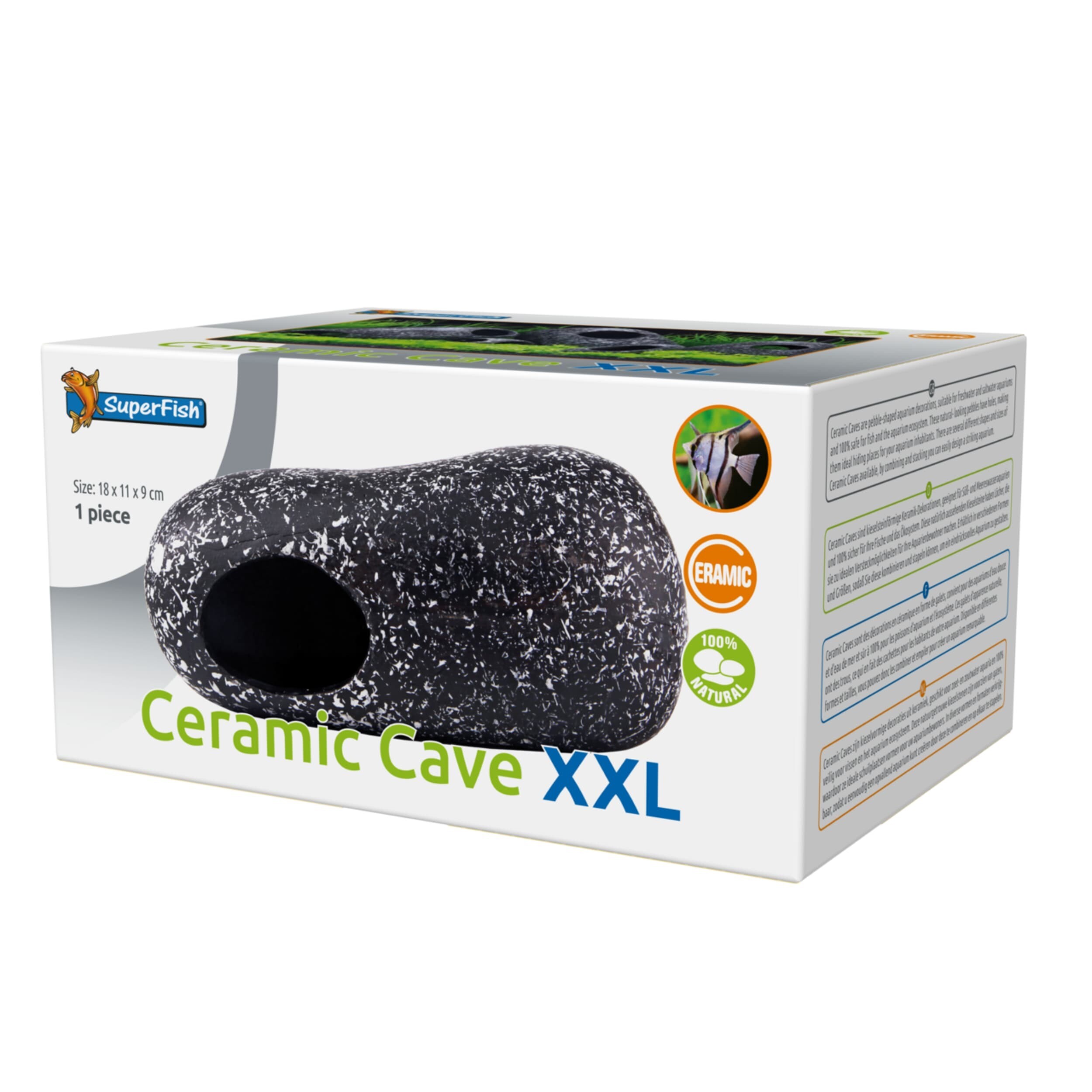 Superfish Ceramic Cave XXL - Ruime Keramische Schuilplaats voor Alle Aquariums, Natuurlijk Design
