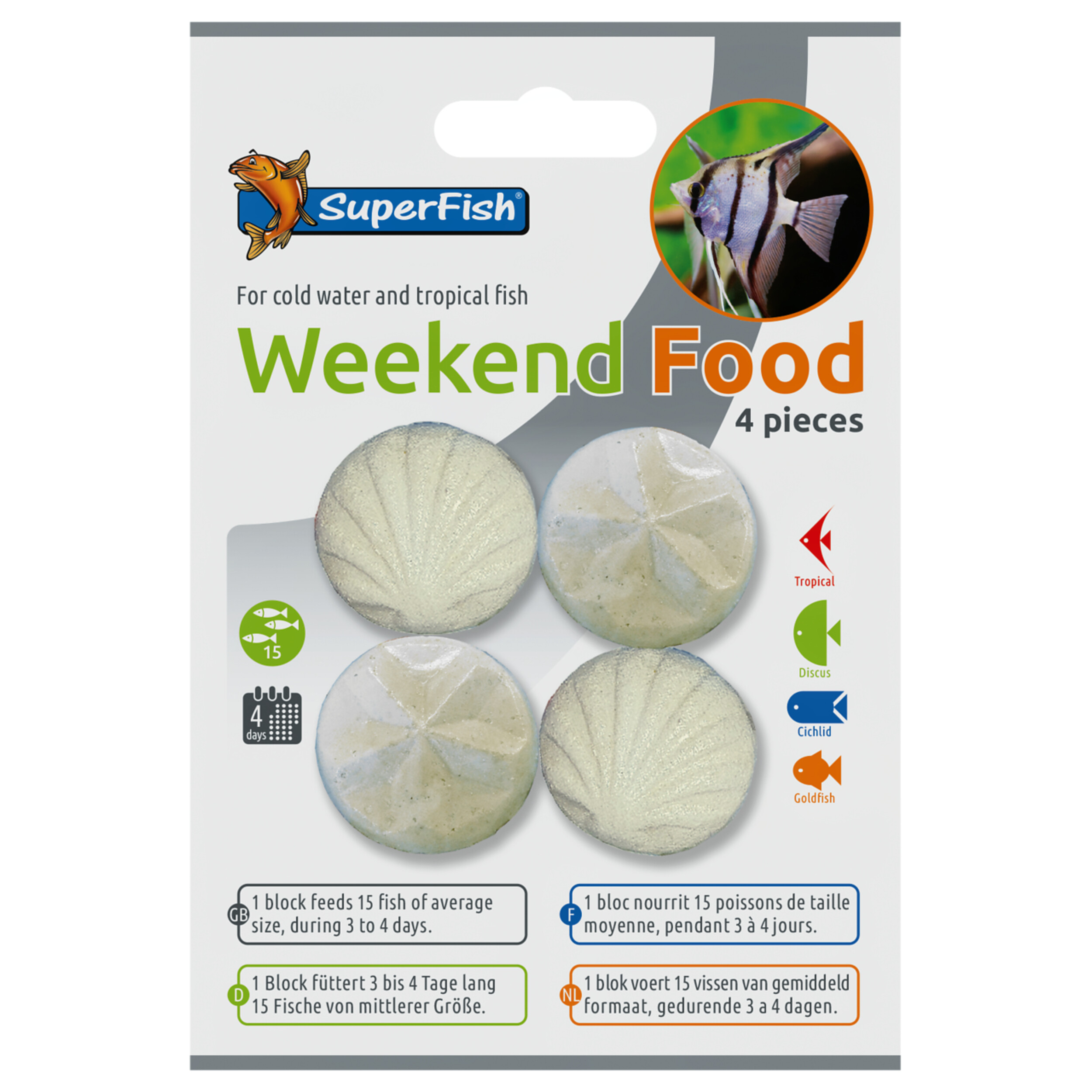 Superfish Weekend Food 4x - Voedingsblokken voor 15 Vijvervissen, Voeding 3-4 Dagen