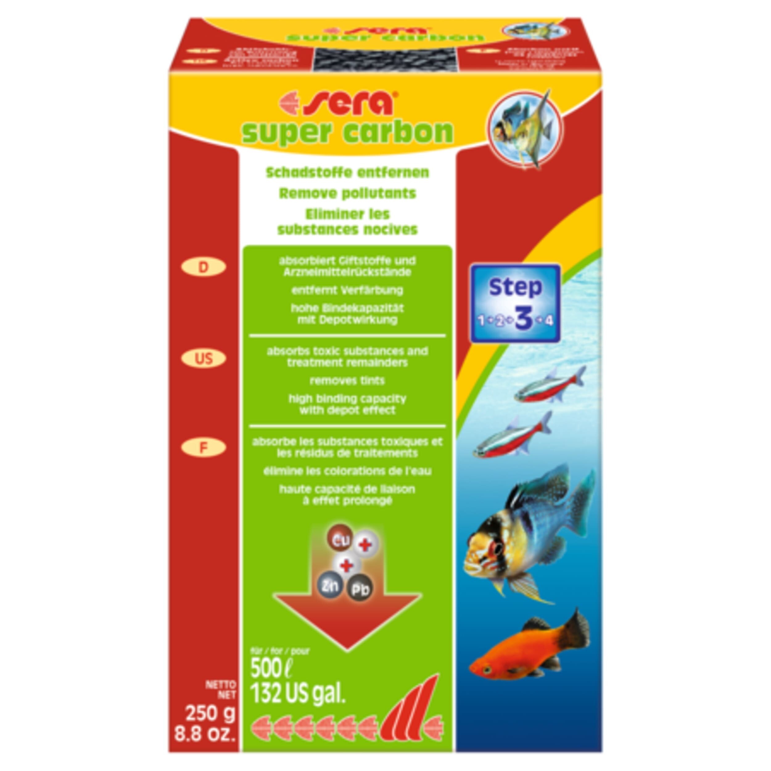 Sera Super Carbon 250g - Actieve Koolfilter voor Heldere Aquariums, pH-Neutraal & Effectief