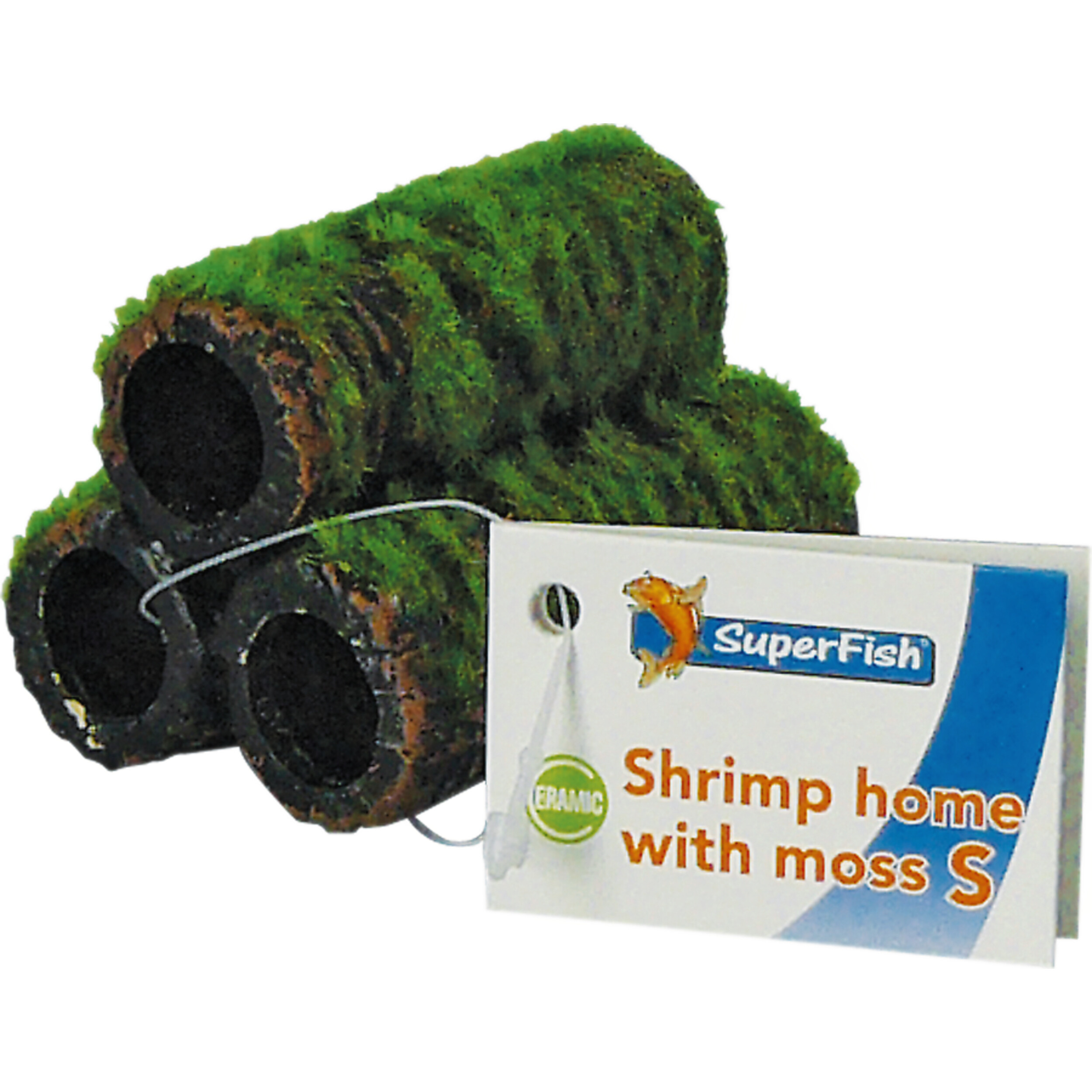 Superfish Shrimp Home Met Levend Mos S - Compacte Keramische Garnalen Schuilplaats