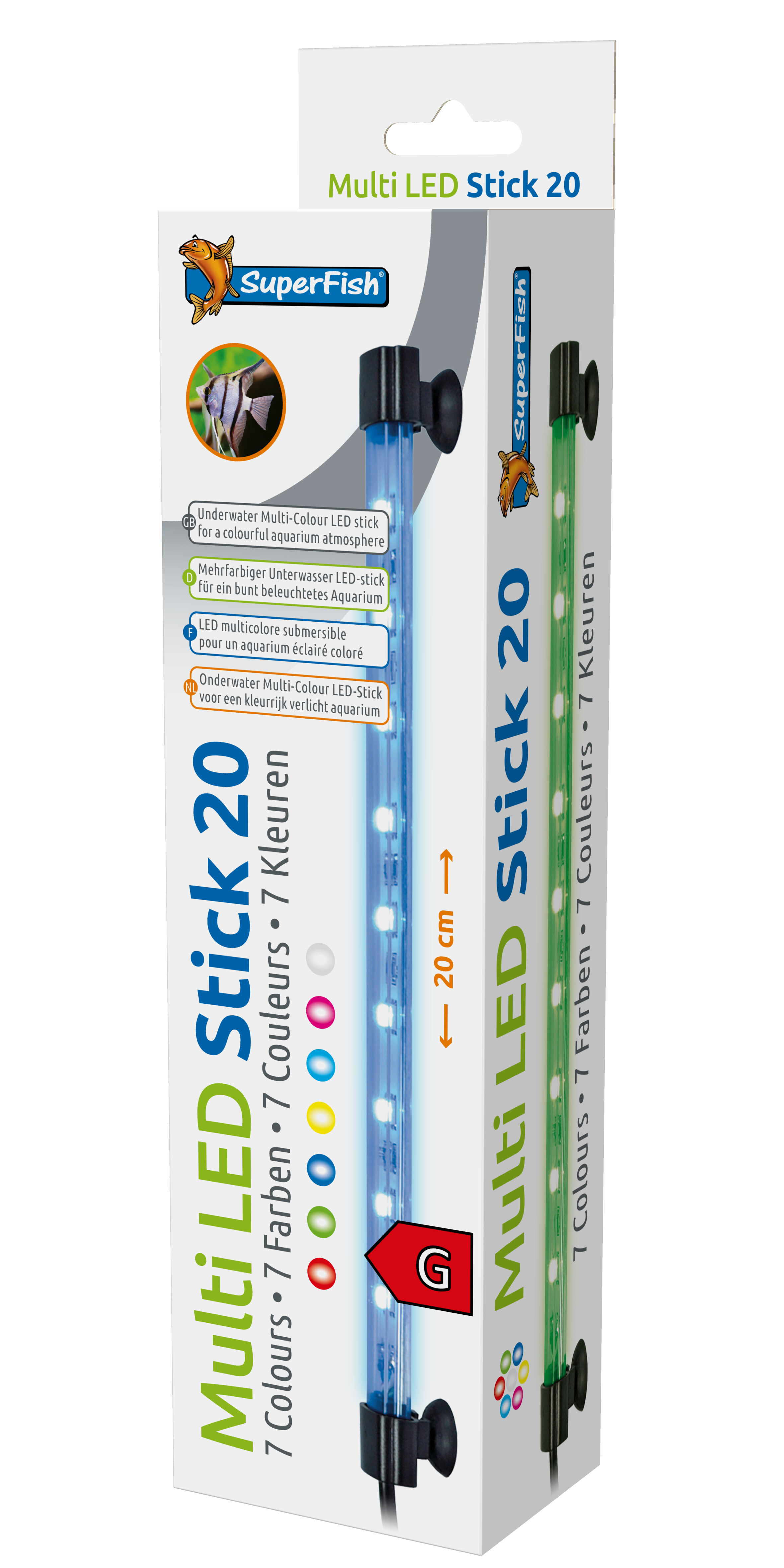 Superfish Multi Led Stick 20cm - 7 Kleuren Aquariumverlichting, Energiezuinig en Waterdicht afbeelding