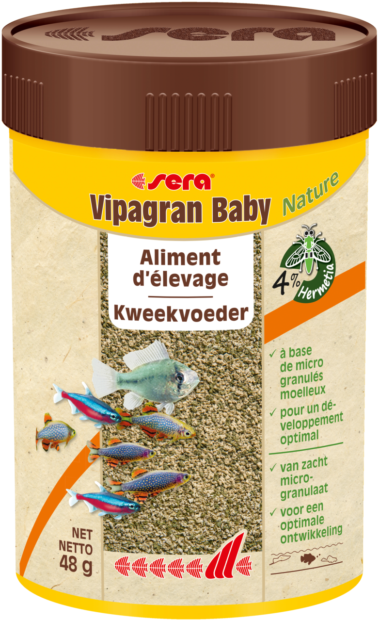 Sera Vipagran Baby Nature 100ml - Voer voor Jonge Vissen 48g - Zacht Granulaat Zonder Toxines afbeelding