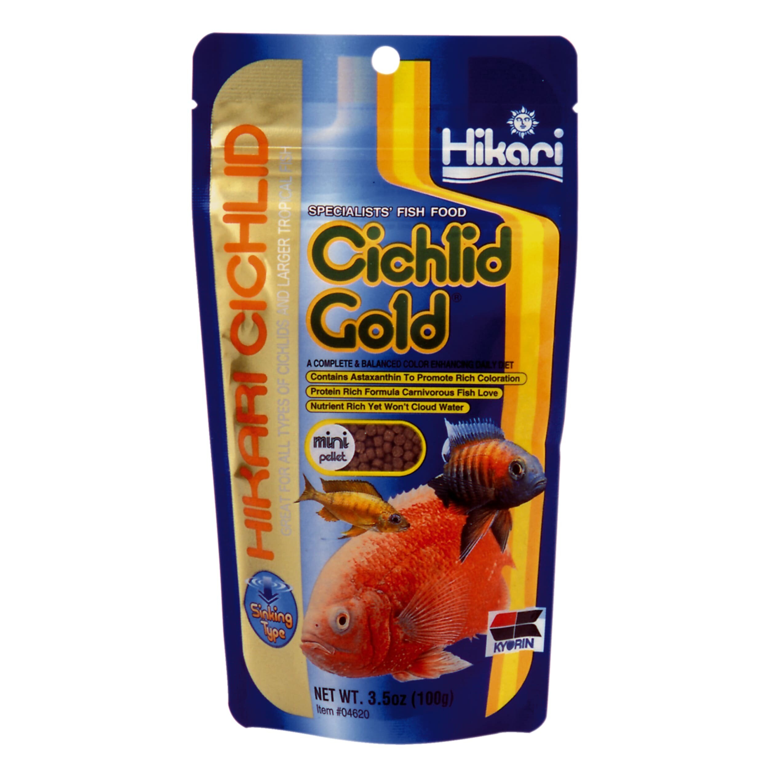 Hikari Cichlid Gold Mini 100g - Zinkend Cichlidenvoer voor Versterkte Kleur & Vitaliteit