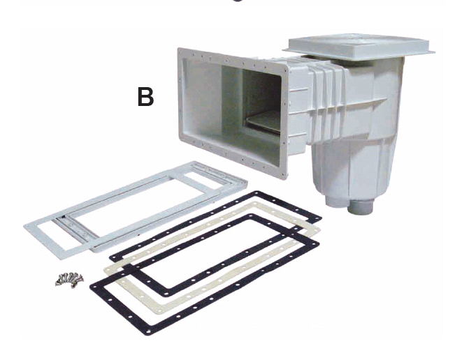 Witte Wandskimmer brede mond - Groot - beton/foliewand