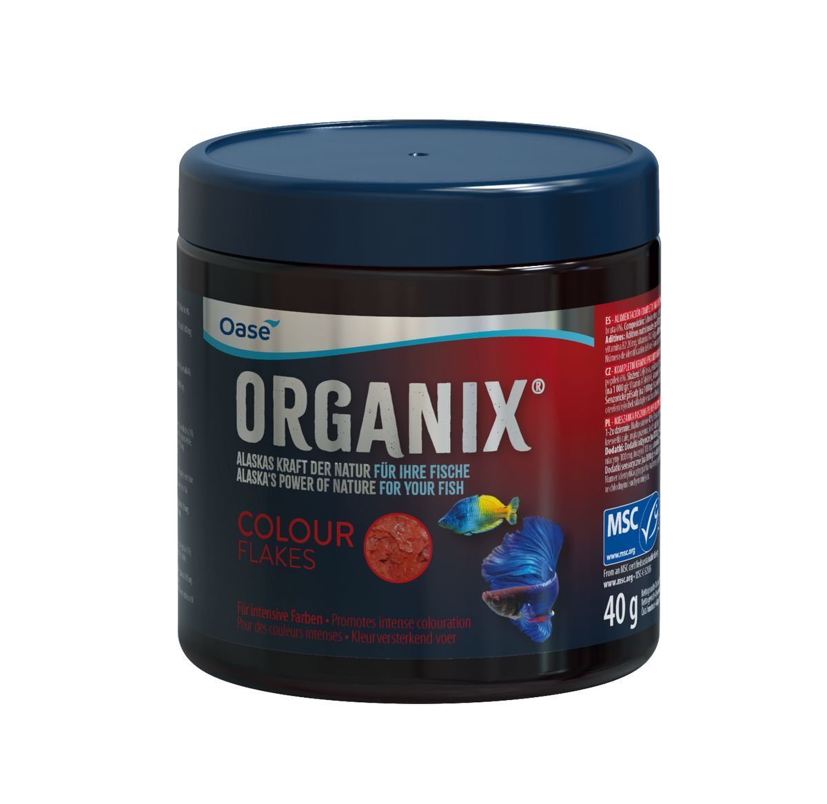 Oase ORGANIX Colour Flakes 250ml - Duurzaam Geviste Voeding voor Levendige Aquariumvissen afbeelding