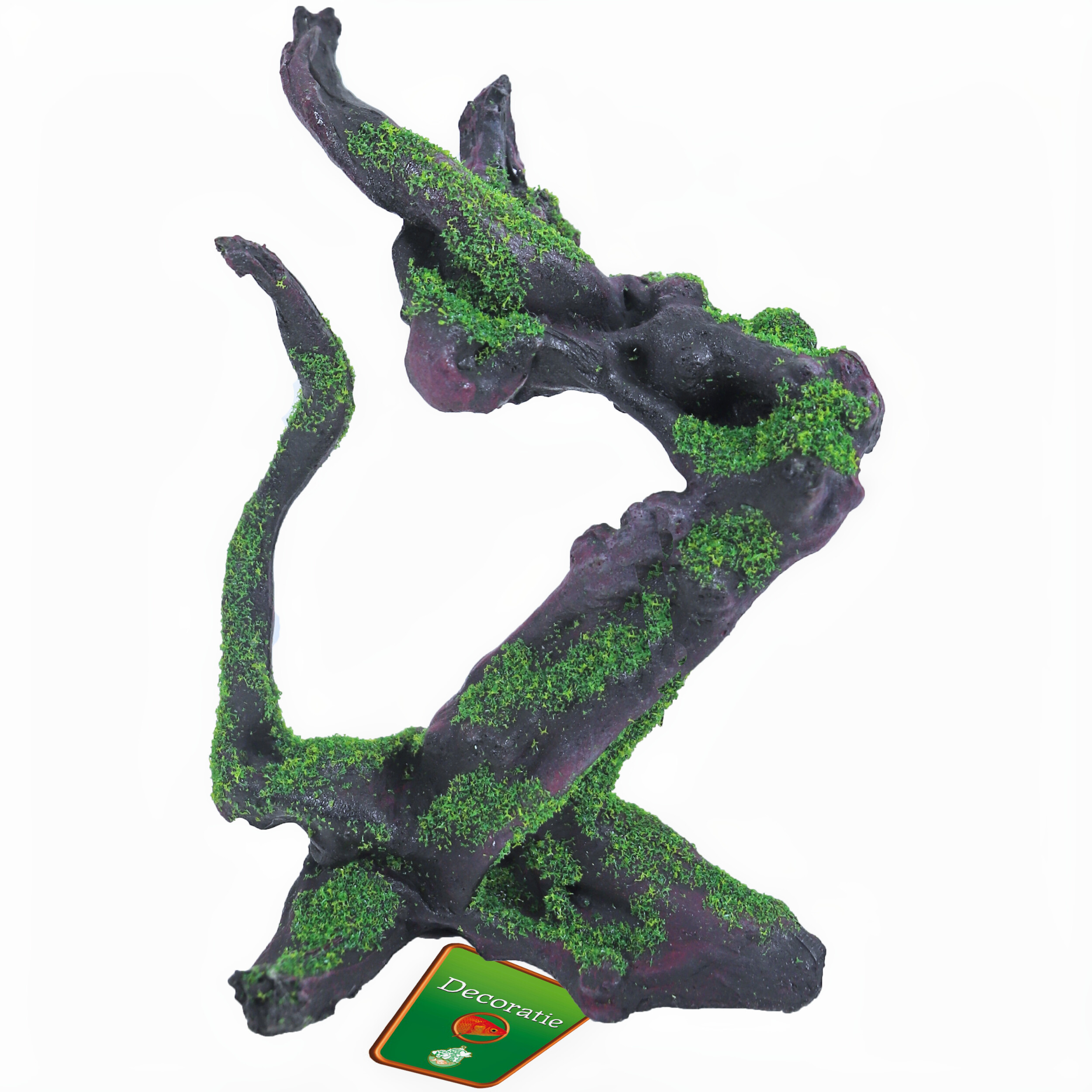 Boon Wortelhout met Mos - Bruin 23cm, Duurzaam Polyresin Aquarium Decor Ornament