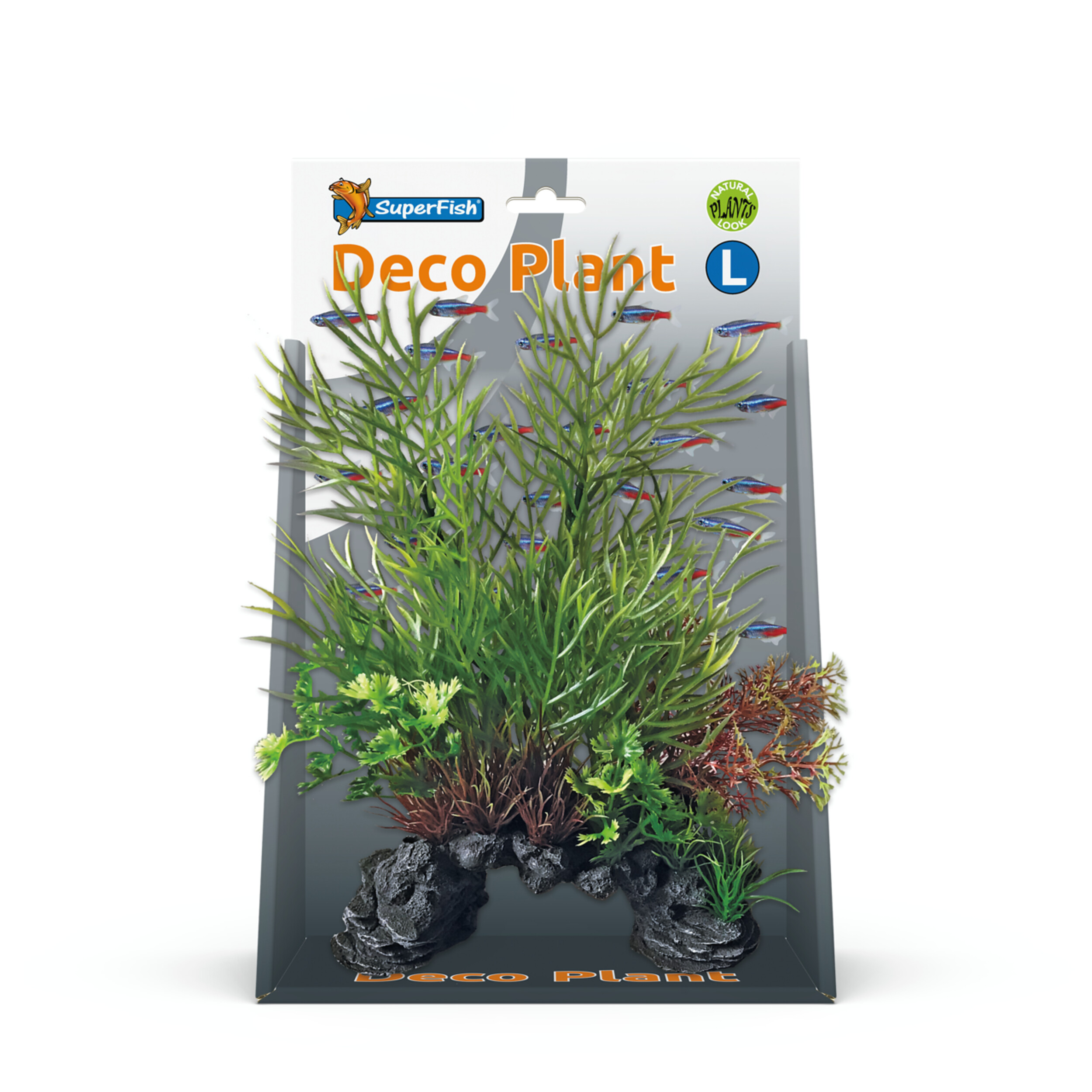 Superfish Deco Plant L Ceratopteris - Kunstplant voor Aquarium met Rotsbasis, Veilig & Onderhoudsvrij