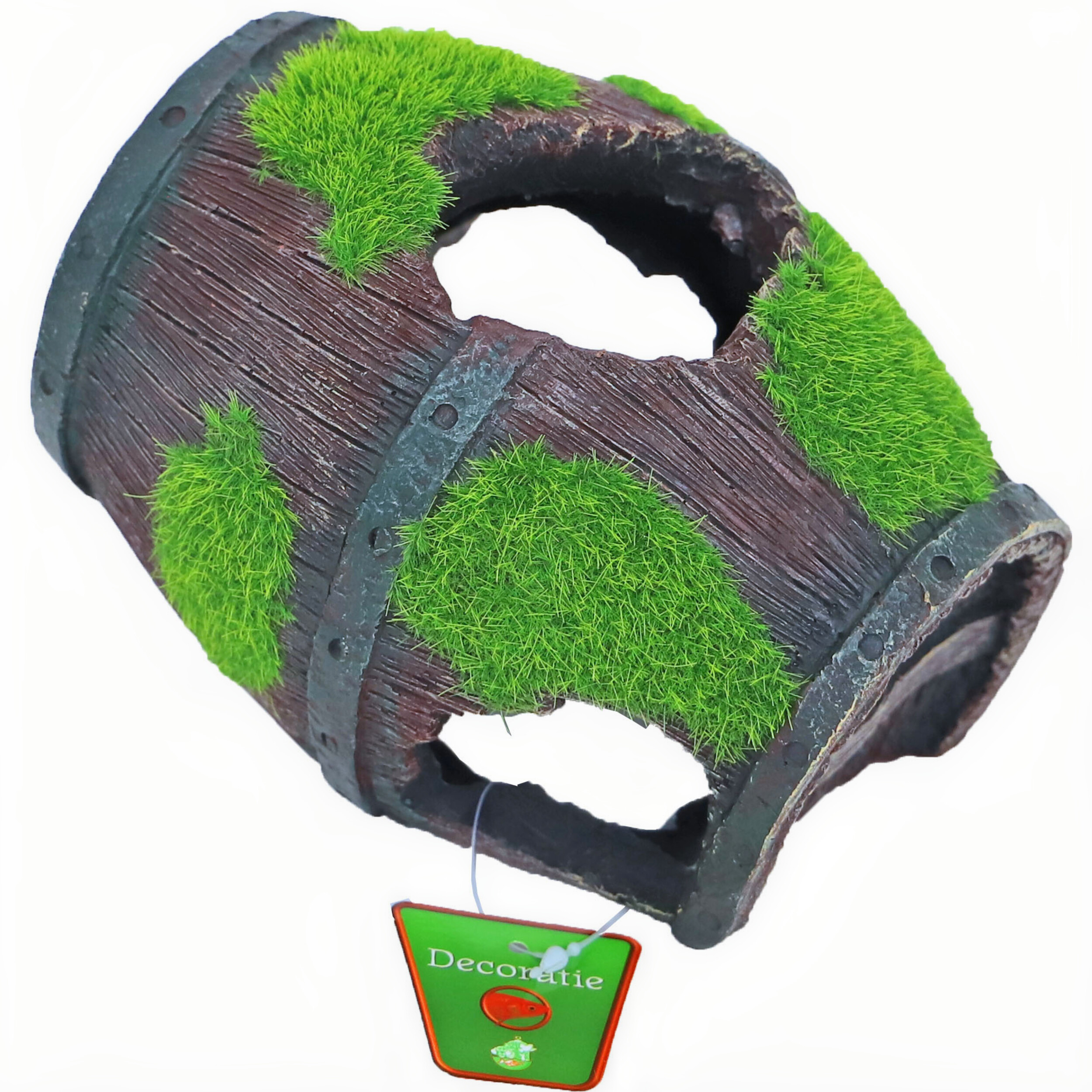 Boon Aquarium Ornament - Ton met Gaten en Mos 16x11.5cm - Duurzame Schuilplaats en Decor