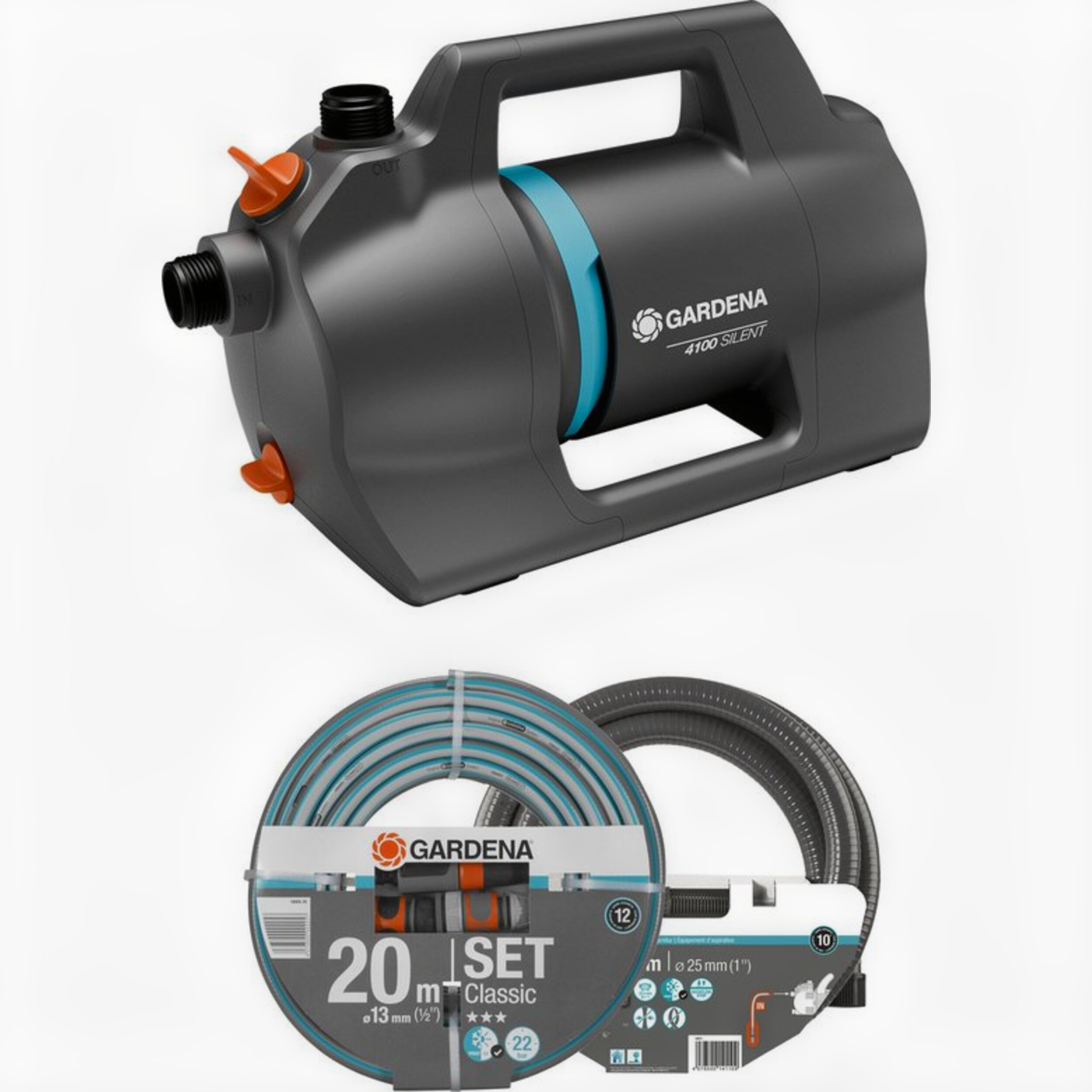 Gardena 4100 Silent Set Besproeiingspomp - Stil & Krachtig, 550W, 4100 L/u, 36m Opvoer