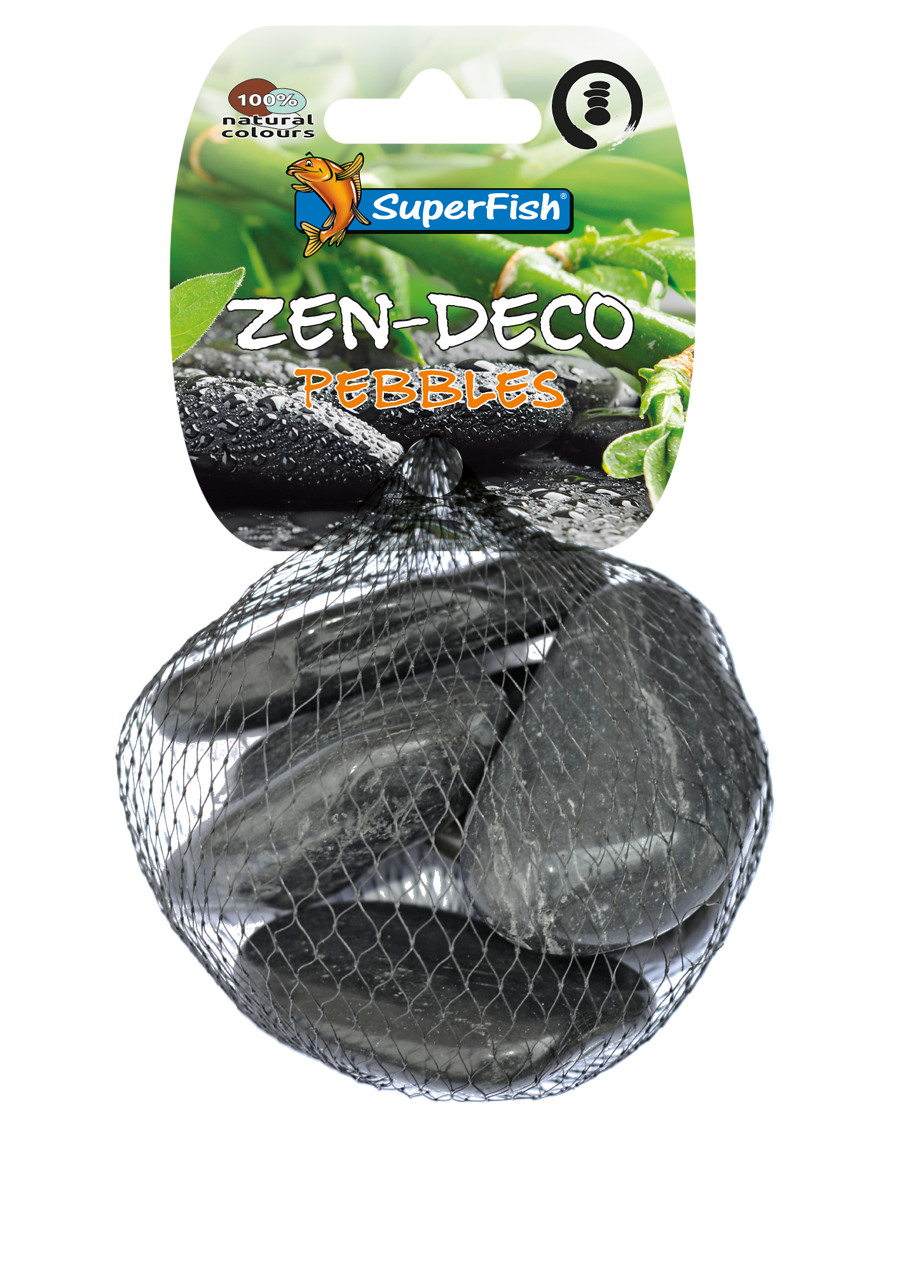 Superfish Zen Pebble Medium Zwart - 450g Vijverdecoratie voor Binnen en Buiten, Weerbestendig Design afbeelding