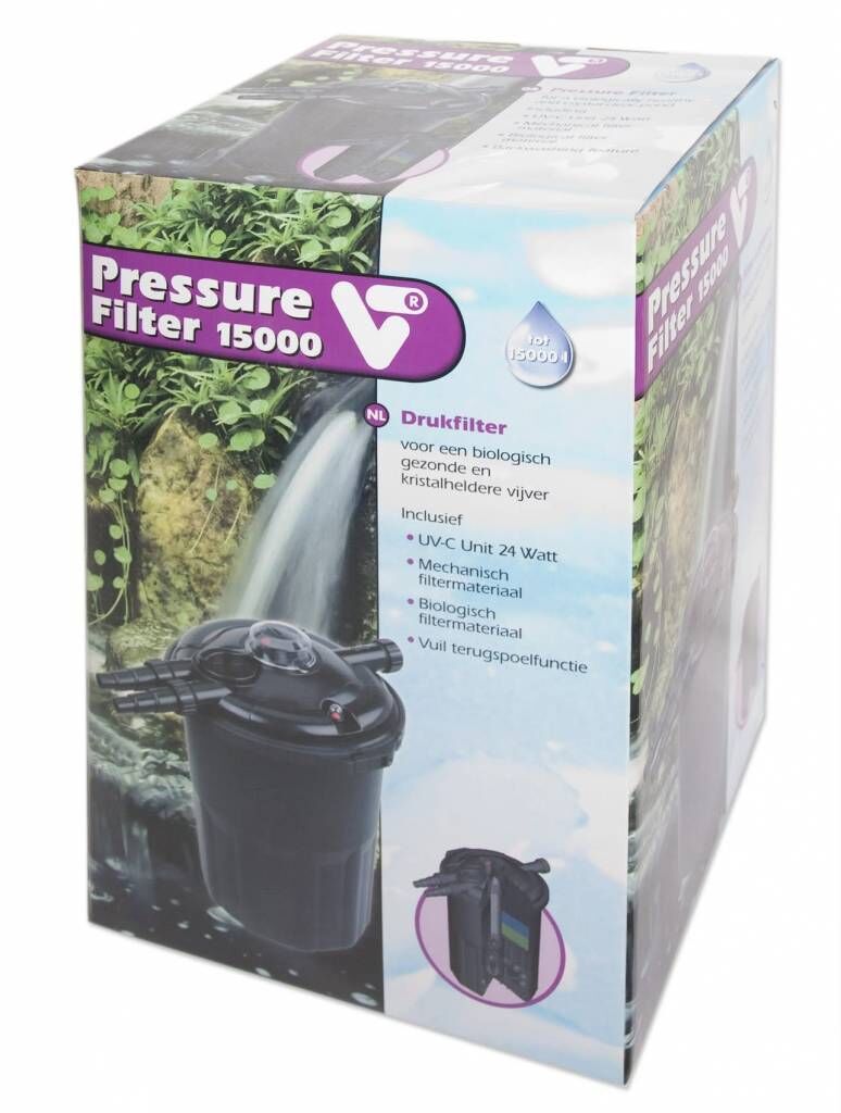 Pressure Filter 15000 + 24 W UV-C Tot 15.000 Liter Vijver