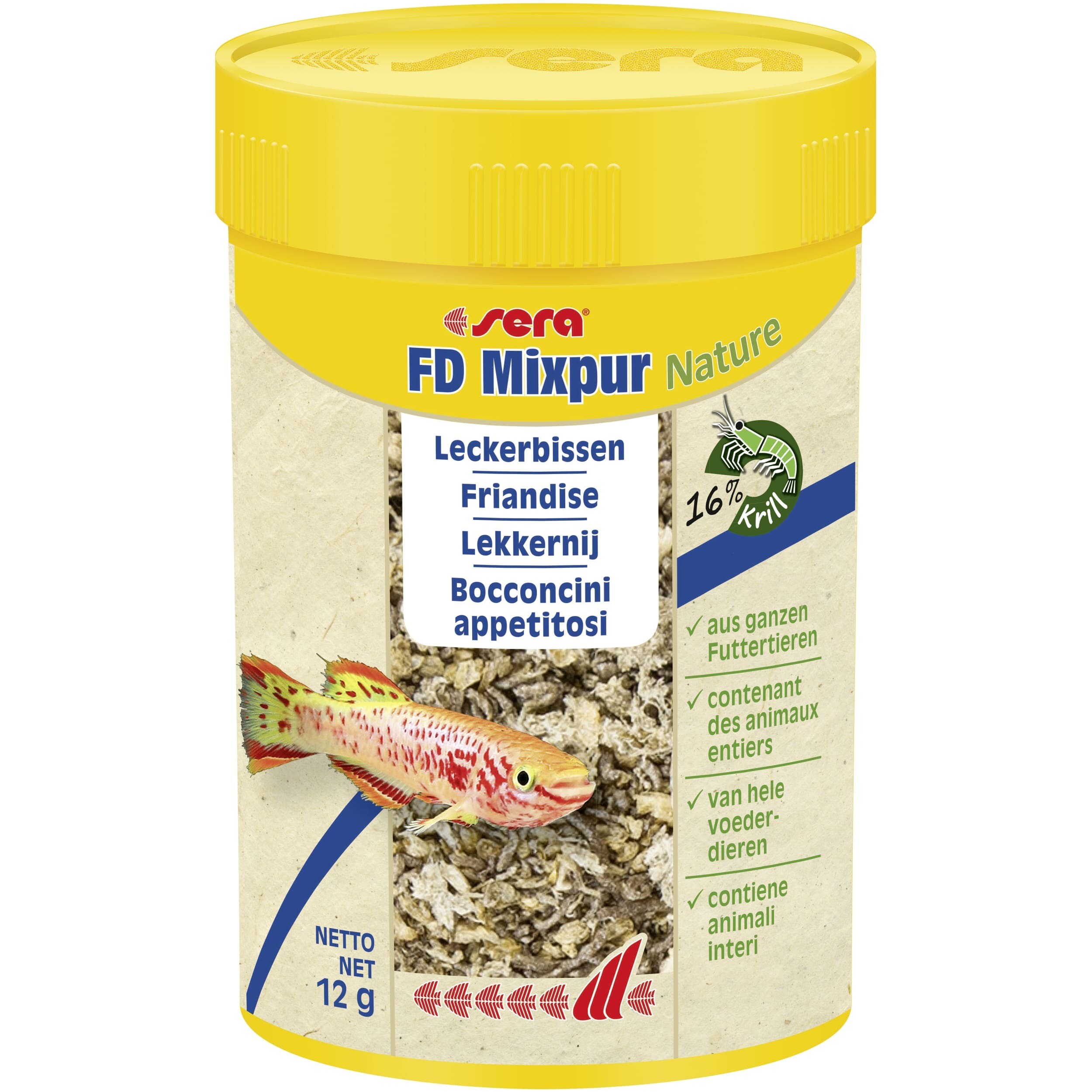 Sera FD Mixpur Nature 100ml - Natuurlijk Aquariumvoer met Daphnia, Tubifex, Muggenlarven, Krill zonder Kleurstoffen